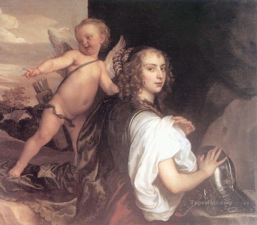 Retrato de una niña como Erminia acompañada por Cupido, el pintor de la corte barroca Anthony van Dyck Pinturas al óleo